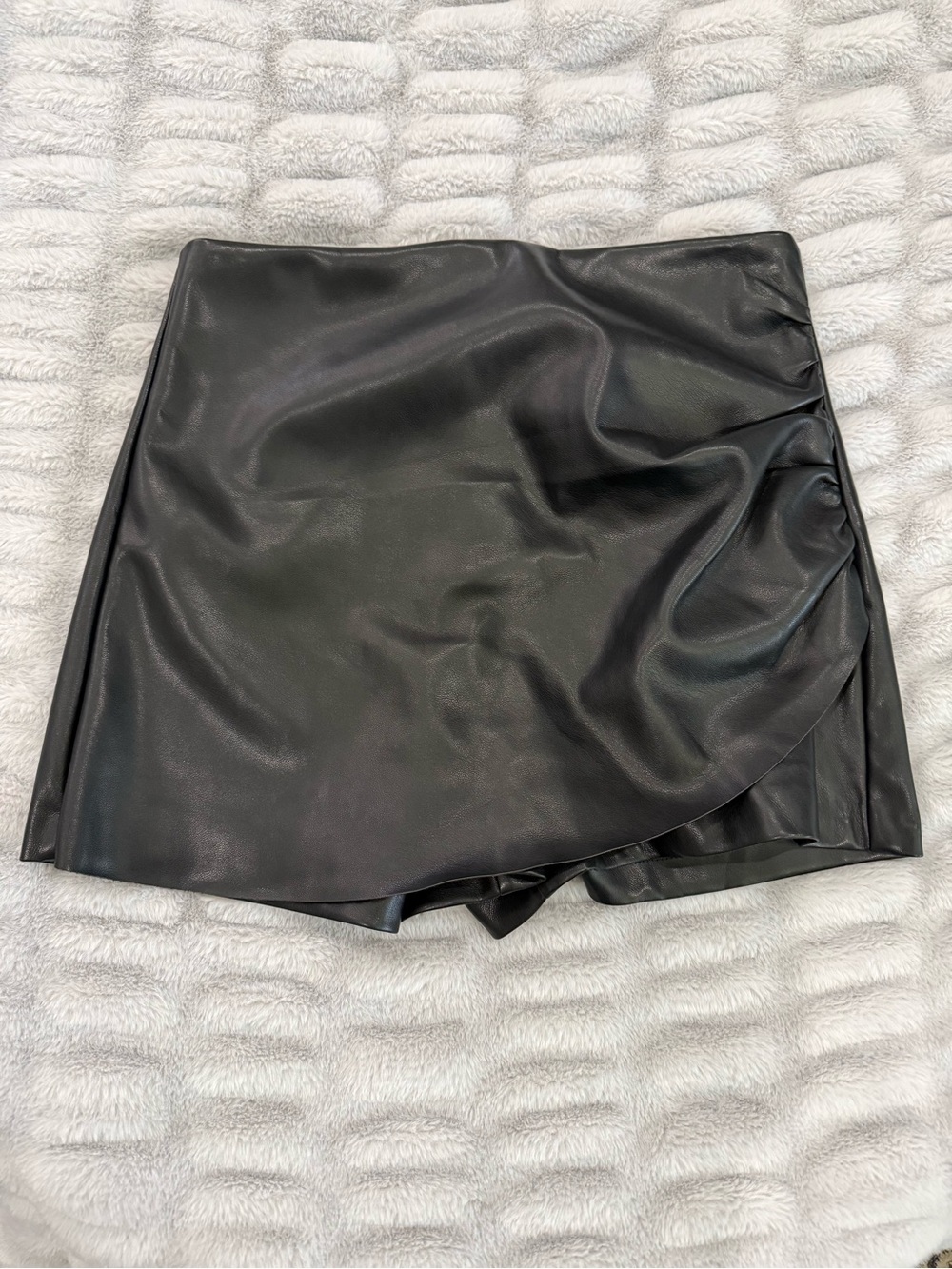 Aqua Black Faux Leather Mini Skort
